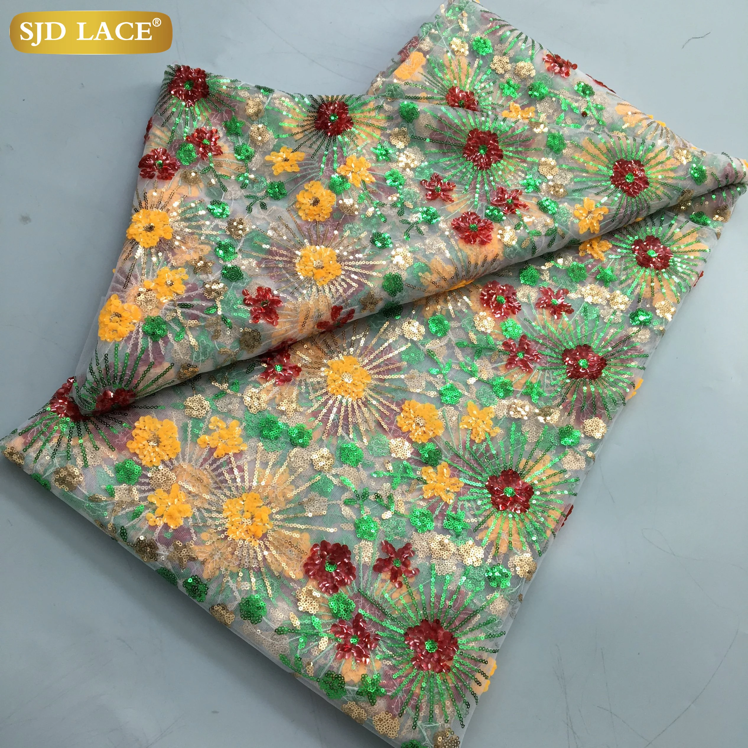 Сетчатое кружево SJD LACE с блестками 5 ярдов |