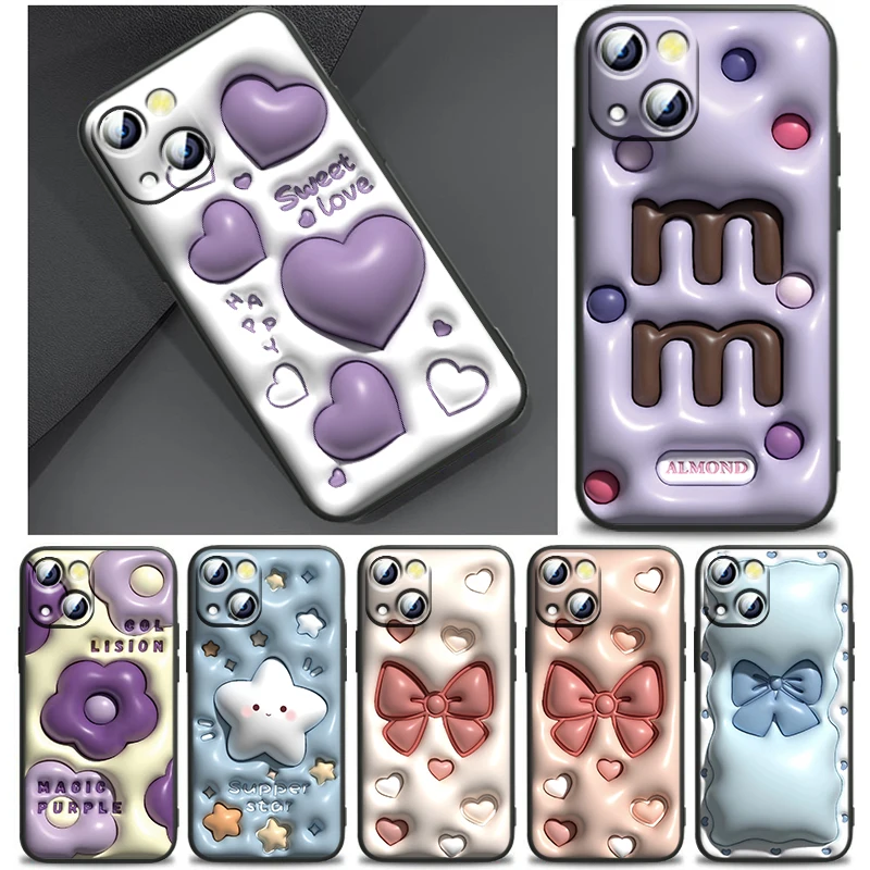 

Not 3D Cartoon love bow tie Cover For Apple iPhone 14 13 12 11 SE XS XR X 7 8 6 mini Plus Pro MAX 2020 Black Phone Case