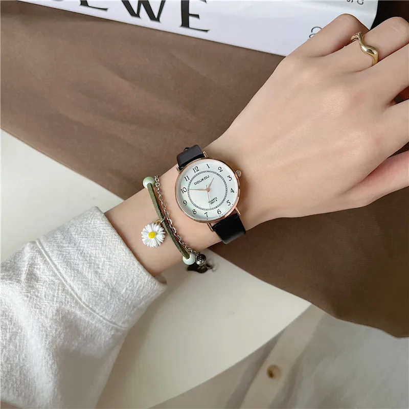 

Fashion Round Quartz Digital Mini Dial Casual Wrist Watches Leather Strap Fashionable Clock Waterproof Wristwatch for Women