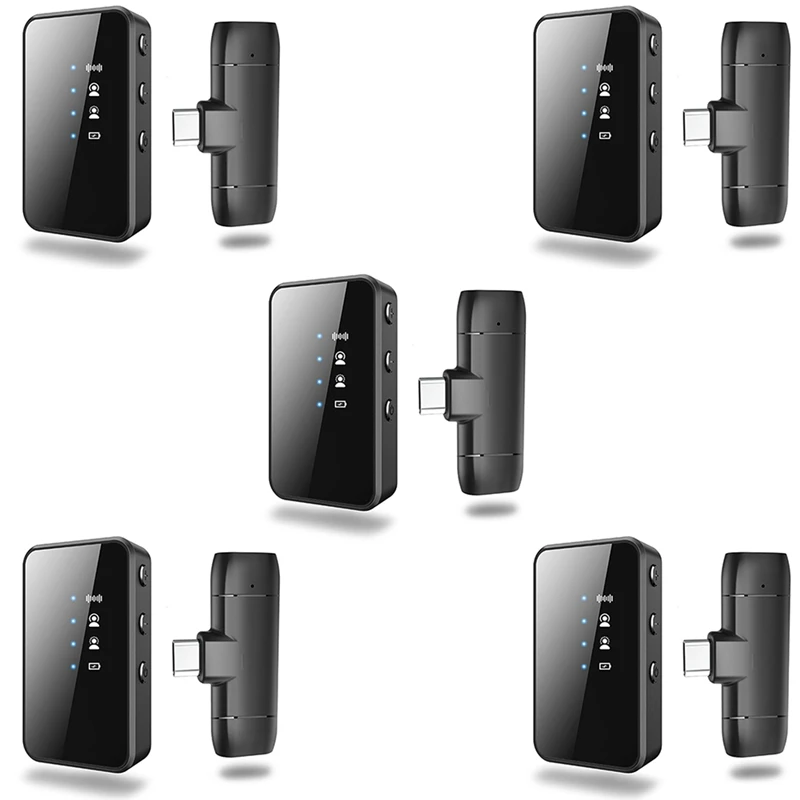 

5X Wireless Lavalier Microphone With Ear Return Monitoring Audio Video Recording For Android Live Broadcast Noise