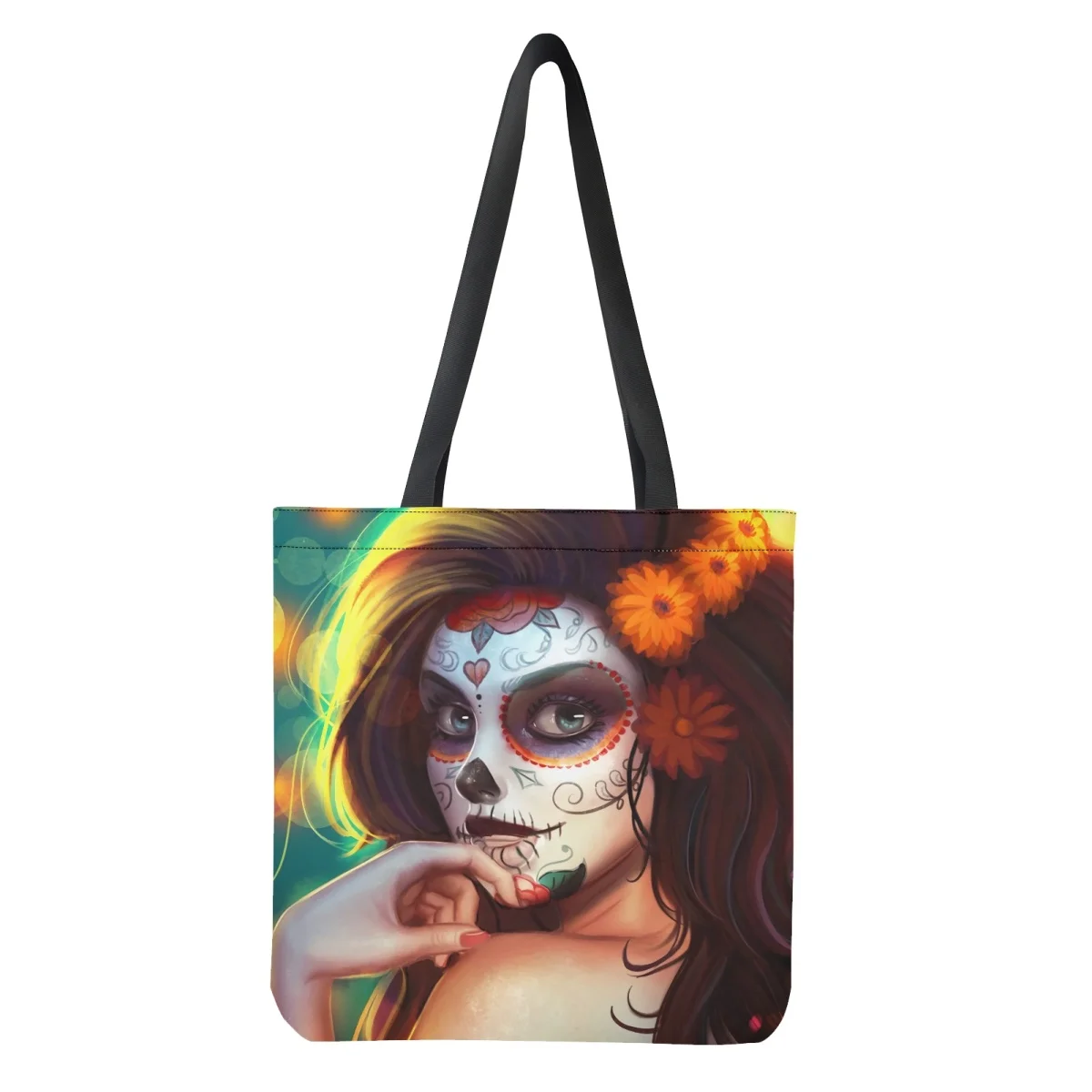 Print on Demand Shopping Bags Foldable Gothic Girls New Fashion Reusable Female Canvas Totes Storage Handbags Eco-friendly Bolsa