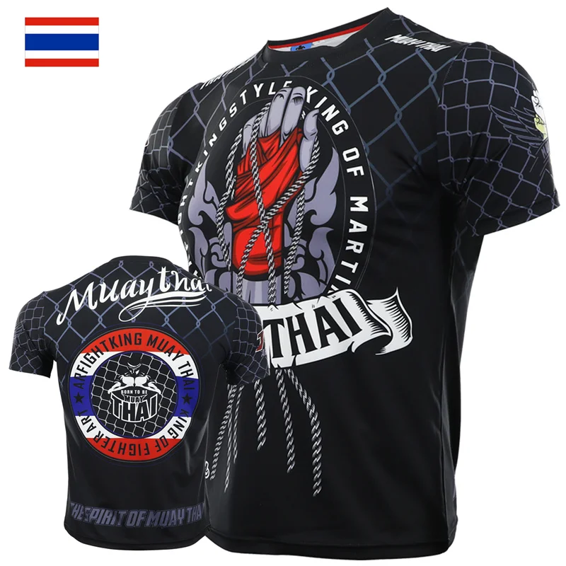 

MMA Fight Rashguard T Shirts Men Short Sleeve Compression Shirt Muay Thai Kickboxing Shirts Sport Jersey Breathable Boxe Tops