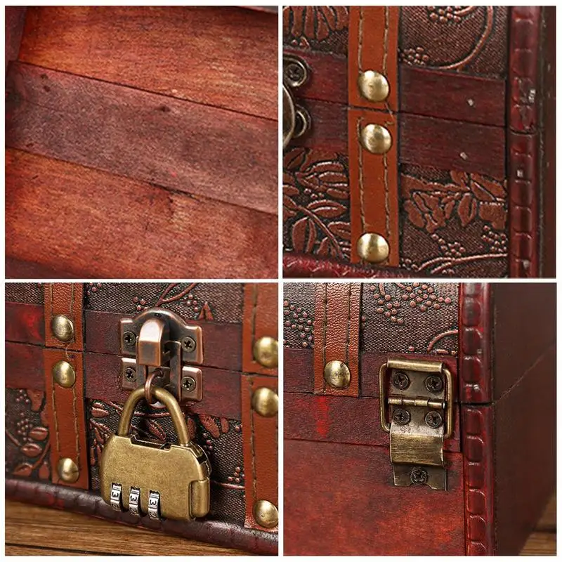 Винтажная деревянная шкатулка для ювелирных изделий брелок с кристаллами и