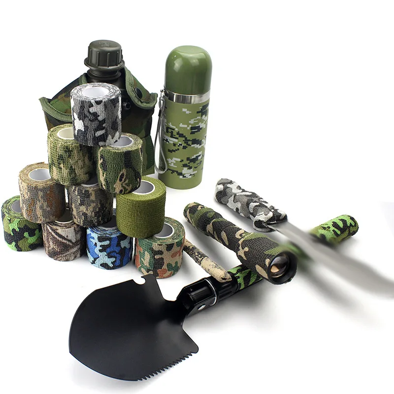 

10 rolls camouflage non-woven bionic tape hidden bandage huntting camera wild elastic camouflage bandage