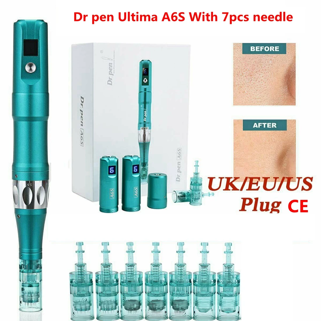 Dr pen Ultima A6S With 7 pcs Cartridges Professional Wireless Electric Derma Pen Skin Care  Auto Microneedle Beauty Machine