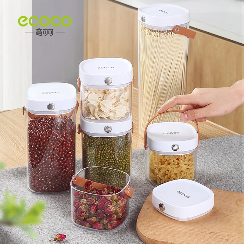 

Ecoco Airtight Jar Storage Jar Plastic Food Grade Finishing Kitchen Refrigerator with Storage Food Grain Storage Box