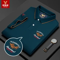 mens 2022 summer new polo for men solid color thin section embroidery short sleeved business fashion mens casual polo shirt
