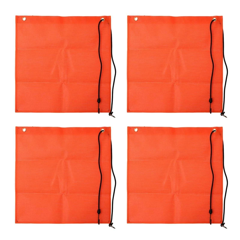 

4Pcs 18X18 Inch Mesh Safety Flags Orange Warning Flag Bungee Safety Flag Good Visibility Weatherproof Flag With Grommets