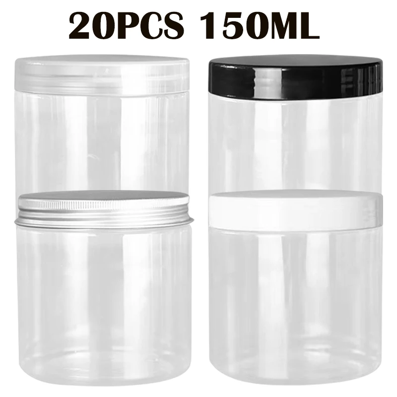 

20PCS 150ml Clear Empty Storage Jars Cosmetic Container Face Cream Lotion Sample Sub Bottling Jar Travel Supplies Storage Bottle