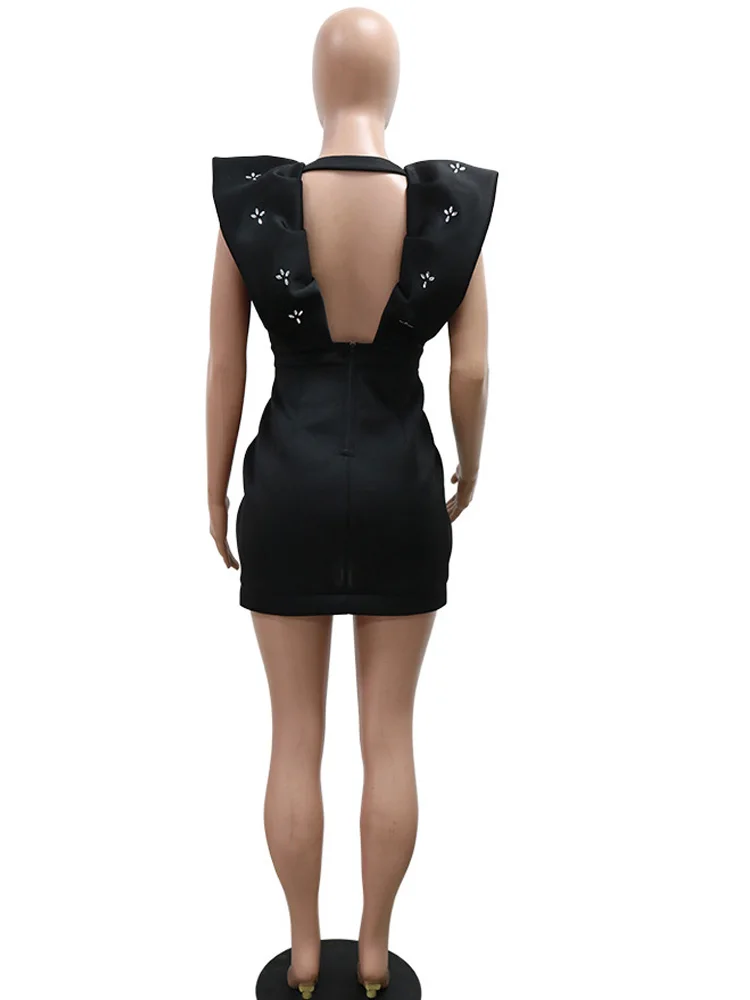 Bonnie Forest Элегантное белое мини-платье со стразами и рюшами женское короткое