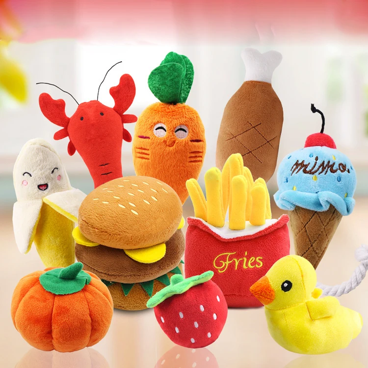 Fruit Animals Cartoon Dog Toy Stuffed Squeaking Cute Plush P