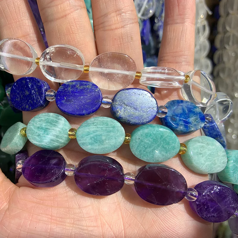 Натуральный белый камень кварц аметист амазонит лазурит бусины 38 см овальные для