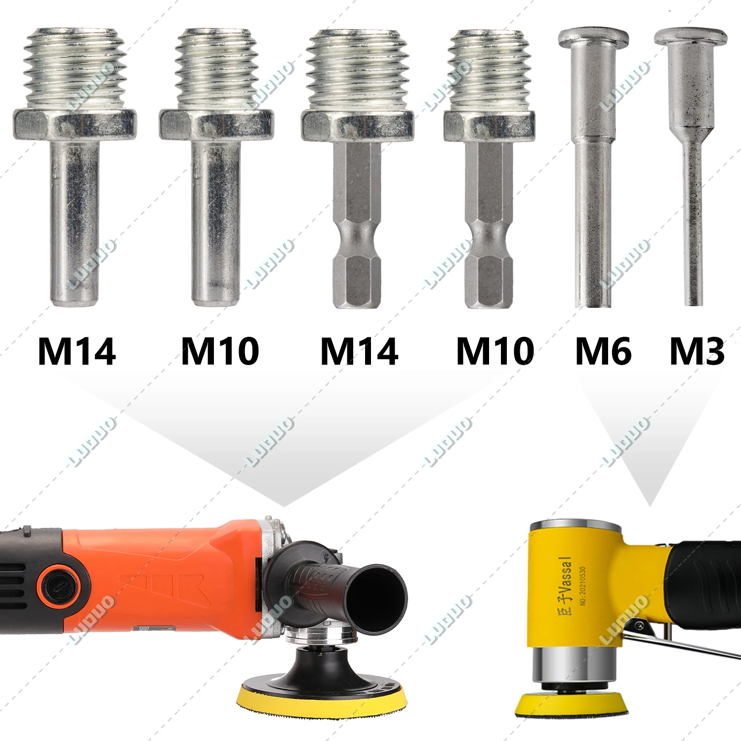 Адаптер для дрели M3 M6 M10 M14, для шлифовальной машинки, диск с шестигранным винтом, шатун с резьбой, зеркальный шлифовальный станок
