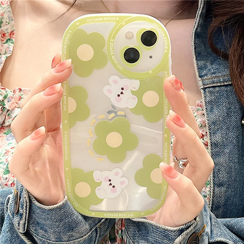 Креативный чехол для телефона с кнопкой и изображением мультяшного мишки