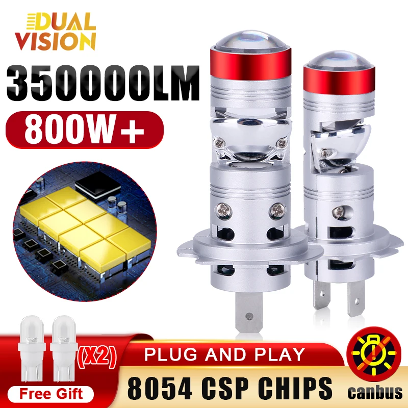 2 шт. H7 светодиодный проектор Canbus 9005 9006 автомобильная лампа для фар 1:1