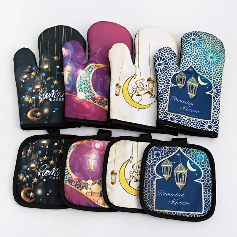 

Коллекция 2023 года, искусственные перчатки для выпечки, подстилка для духовки Eid Mubarak, мусульманский Eid Рамадан, аксессуары для украшения дома...