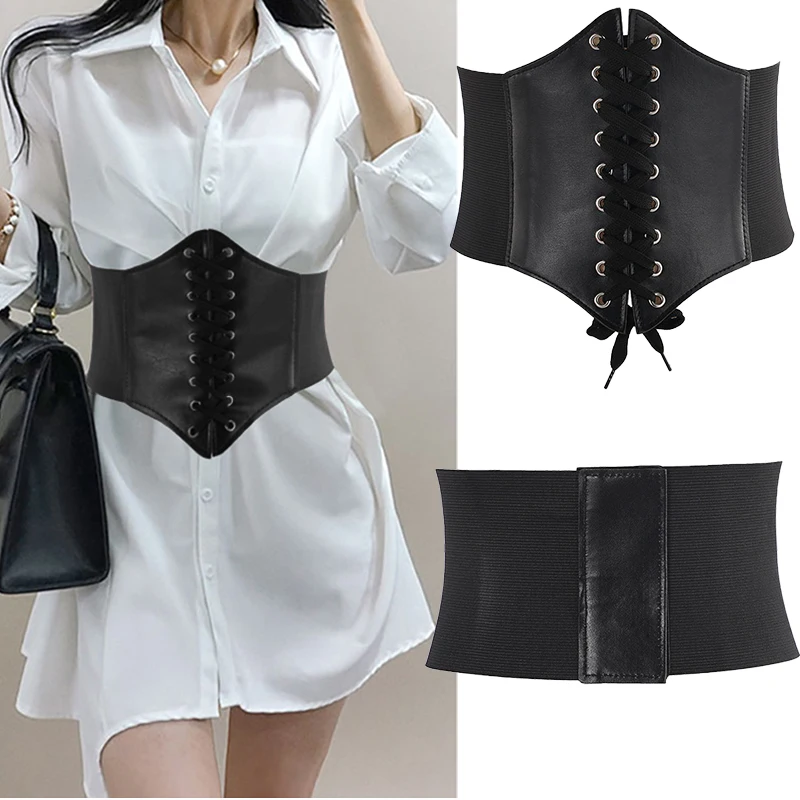 

Body Shapewear Sexy Wide Leather Belt Cummerbunds Strap Belts for Women High Waist Slimming Corsets and Bustiers Women's Corset