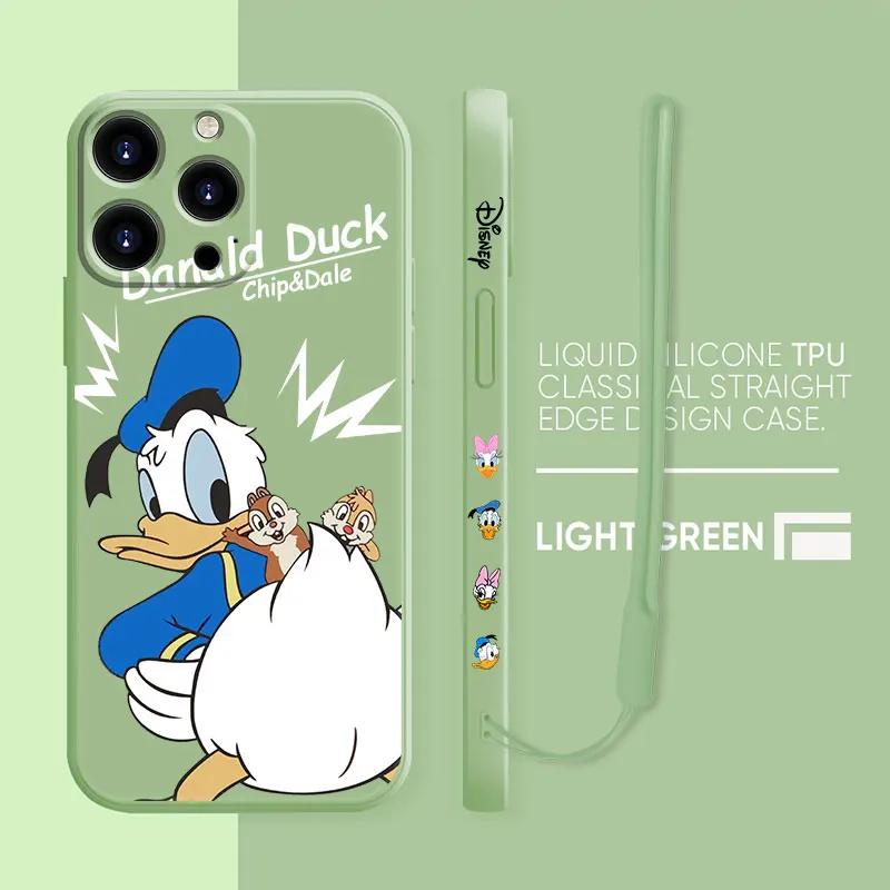 

Liquid Silicone Case For Apple iPhone 13 12 11 Pro Max 8 7 7S 6 6S Plus XR XS X SE2020 Multicolor Phone Coque Donald Duck Cute