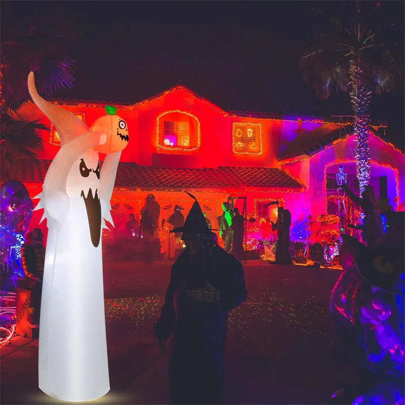 

1.8M Halloween Inflatable Scary Ghost With LED Light Home Garden Halloween Decoration Glowing Ghost Outdoor Haunted House Props
