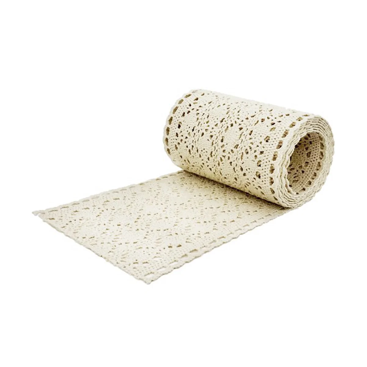 

Table Runner Macrame for Wedding in Boho Style Beige Cream Table Runner Vintage Crochet Rustic 15X300Cm