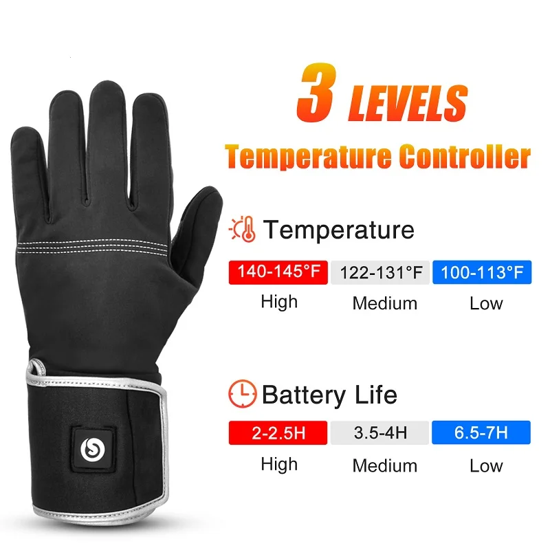 SNOW DEER Electric Heated Gloves For Men Rechargeable Battery Heated Liner Glove Winter Touchscreen thermal Women Cycling Ski