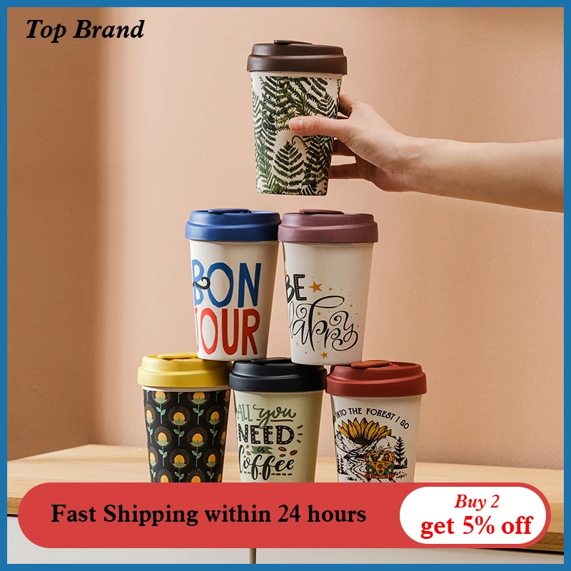 

550ml Reusable Travel Bottle To Go Coffee Cup Bottle With Lid Bamboo Bottle for Tea Juice Coffee Cup Leakproof Mugs Drinkware
