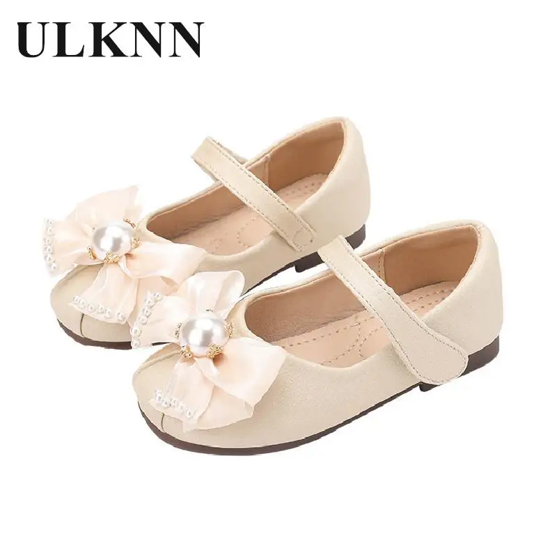 

Girl Leather Shoes Zapatos Princesa Mujer Spring And Autumn Children Party Shoes Bowknot Girl Pearl Princess Baby Shoes