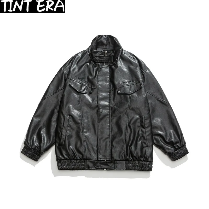 Куртка мужская Кожаная Мотоциклетная винтажная Свободная куртка из