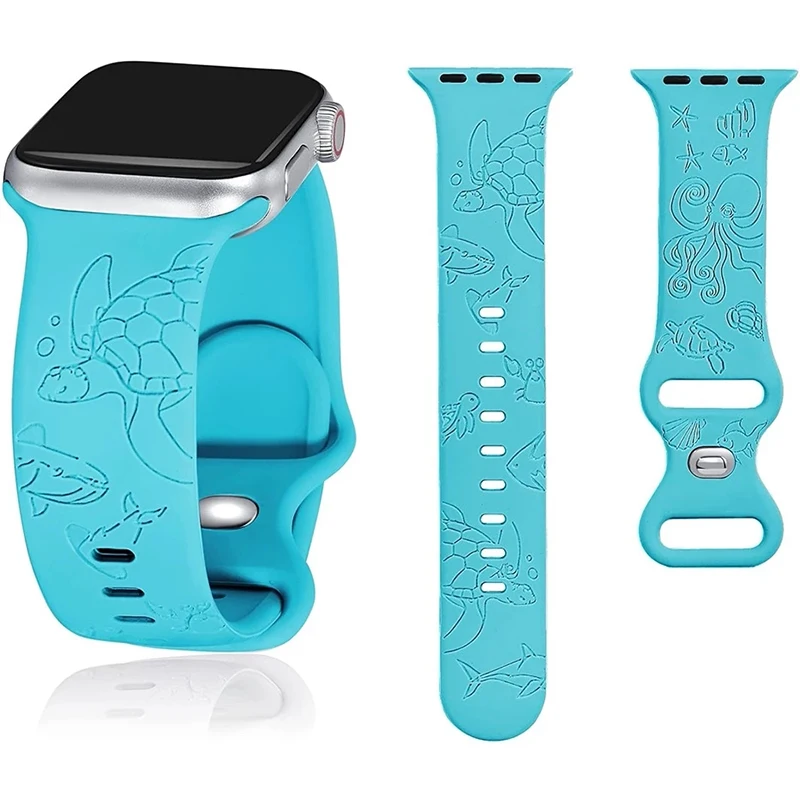 

Soft Silicone Sea Turtle Engraved Strap Band for Apple Watch Strap Colorful Smartwatch Watchband Bracelet for IWatch Serie Strap