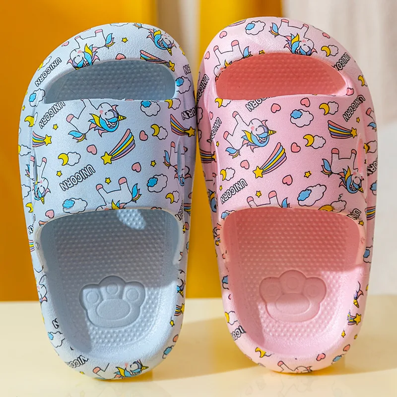 Summer Children's Slippers Fashion Unicorn Shoes on-Slip Beach Girl Sandals Home Baby Flip