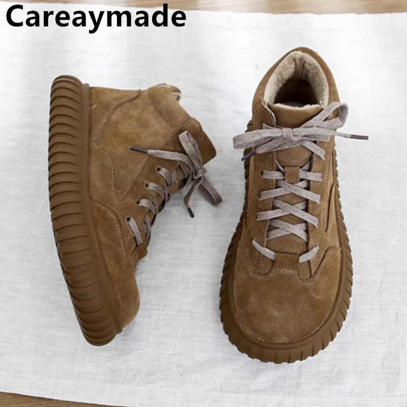 Фото Careaymade-женские ботинки из натуральной кожи с широкой головкой, удобные теплые ботильоны Boken на мягкой подошве на толстой подошве, рабочая одежда, короткие ботинки №1