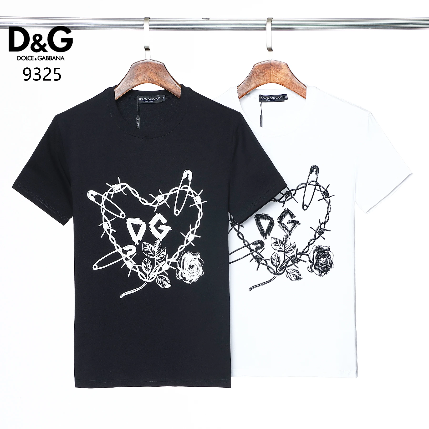 

2022 Men Casual brand solid short sleeve T-shirts D&G heart rose Advanced letter Printed Shirts hip-hop Tee men clothing m-xxxl