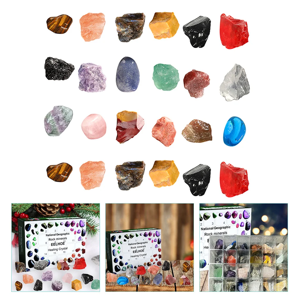

Advent Calendar Stones Christmas Xmasparty Mineral Decorative Counting Ornament Decorations Small Decoration Box Crystal Kids