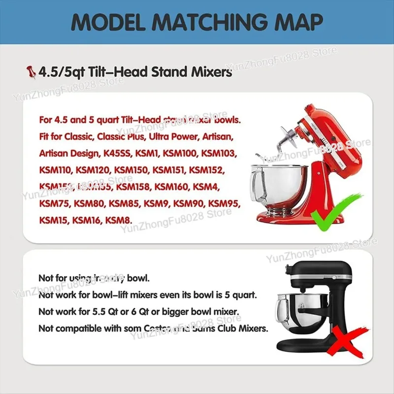 Фото Спиральный крюк для теста из нержавеющей стали для миксеров KitchenAid, подходит для чаш объемом 4,5-5 кварт для миксеров с поворотной головкой. №5