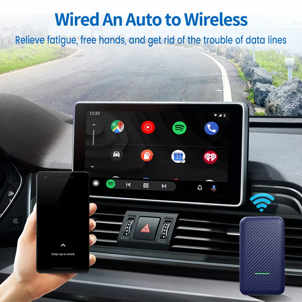 

Новый стиль автомобильный беспроводной адаптер Smart Ai Box WiFi автоматическое подключение для проводных автомобилей с корпусом из углеродного ...