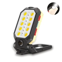 portable led cob magnetic camping lantern usb rechargeable power display work light waterproof handheld searchlight