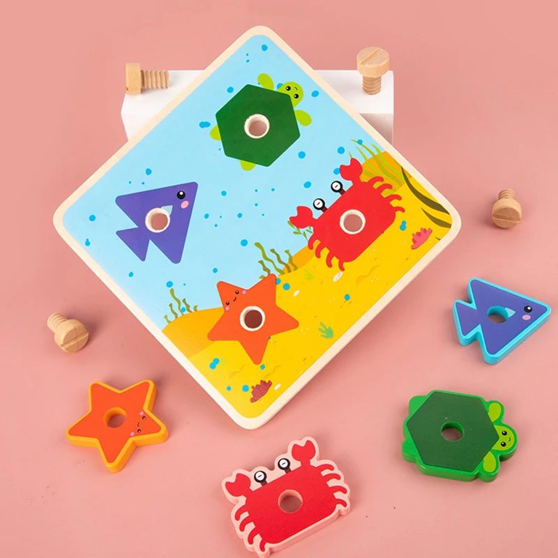 

Wooden Screw Pairing Puzzle Children's Early Education Hand-Eye Coordination Training Nut Assembly Hand Grasping Montessori Toys