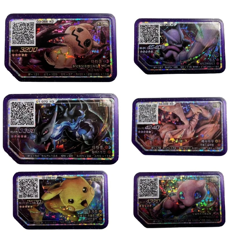 

12 шт., Корейская версия, диски Pokemon Gaole Legnd 1, аркадная игра, QR класс 5 звезд, флеш-карта, коллекция Mewtwo Mew GAOLE, детские подарки