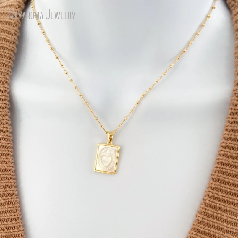 10 шт. перламутровое ожерелье с лопастной медалью в форме святого сердца