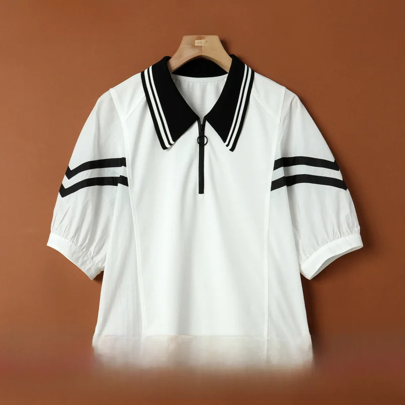 Летняя одежда West Lake Pavilion [27] хлопковая Футболка в стиле пэчворк с подолом и