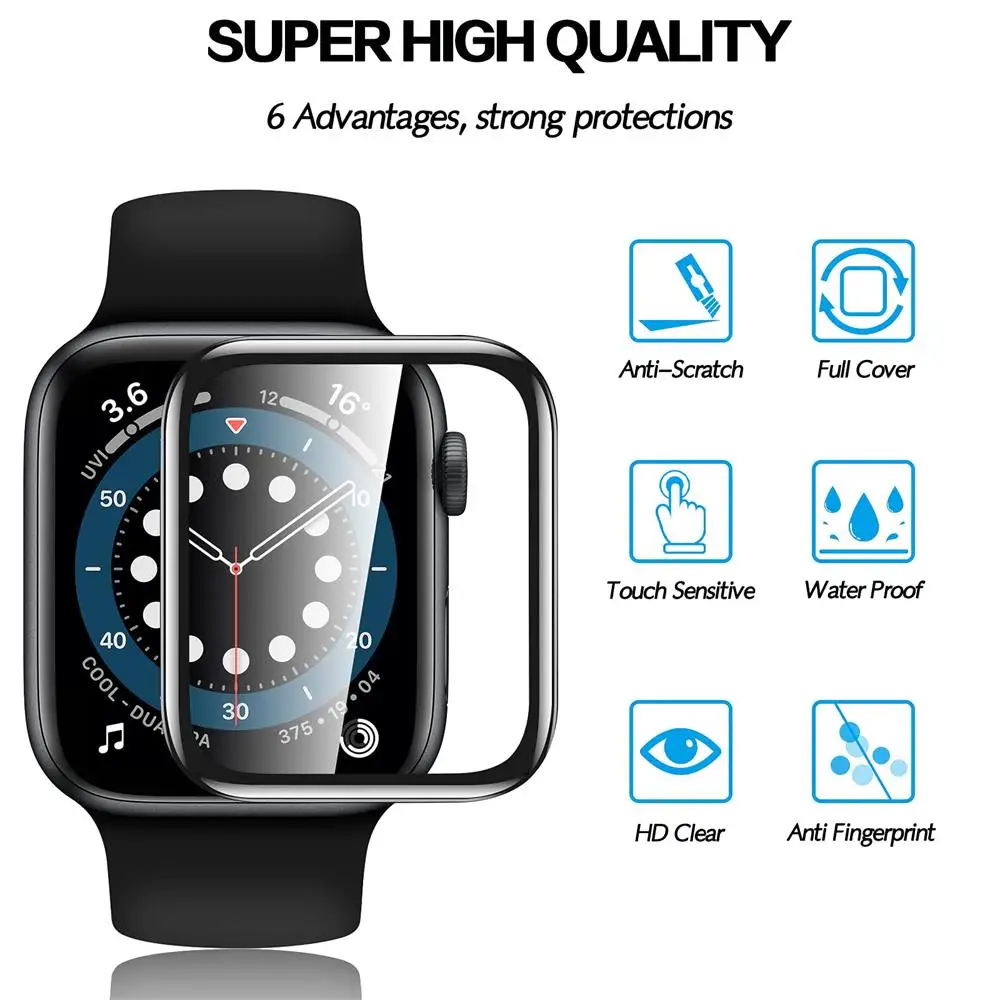 Фото Защитная пленка для Apple Watch серии 10, 46 мм, 42 мм, мягкая стеклянная защитная пленка для экрана, аксессуары для iWatch 10, 46 мм, 42 мм, 9D HD, полная защитная пленка №3