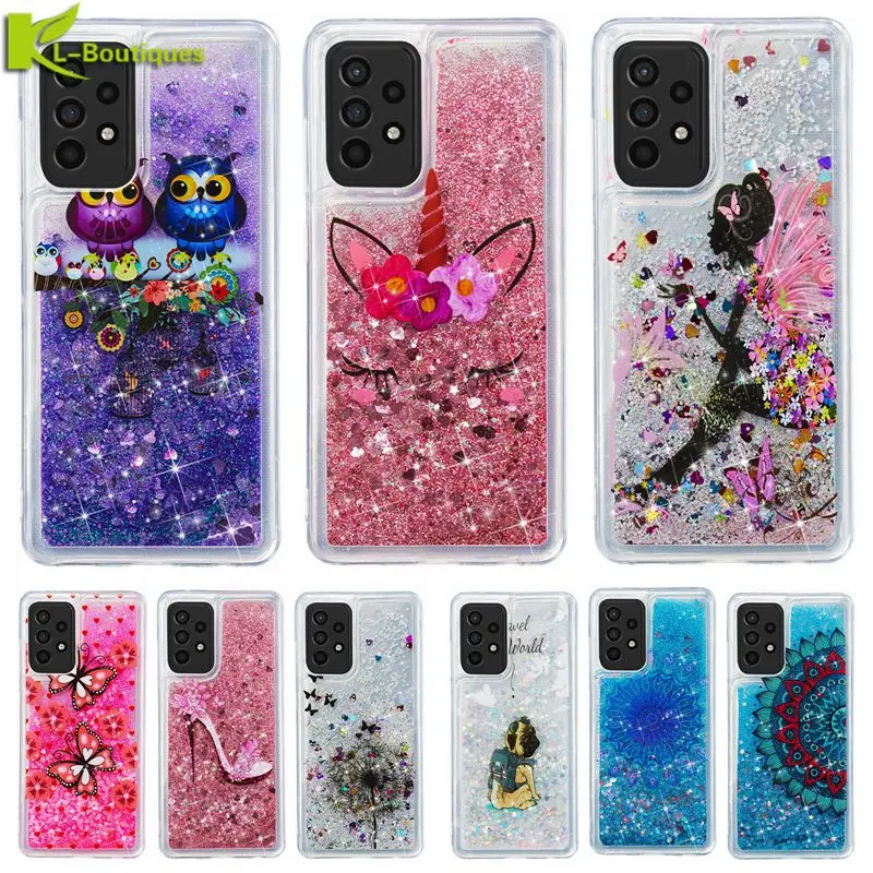 

Owl Unicorn Dynamic Liquid Phone Case For Samsung Galaxy A52S A12 A72 A42 A32 5G A51 A71 A21S A11 A30S A10 A20 A50 A70 A40 Cover