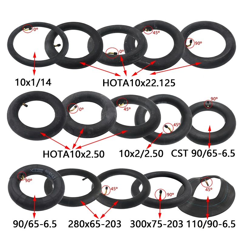 

CST 10 ''11 дюймовая 12-дюймовая внутренняя трубка 10X2 10X2.125 10X2.50 10X3.0 90/65-6,5 для ремонта шин электроскутера