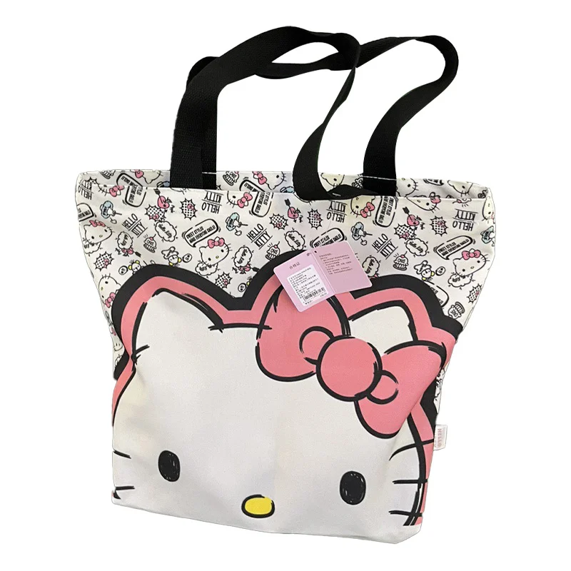 

Сумка на плечо Hello Kitty для девочек, аниме милая сумка-тоут с кошкой, модная вместительная сумка для студентов, милый органайзер для покупок
