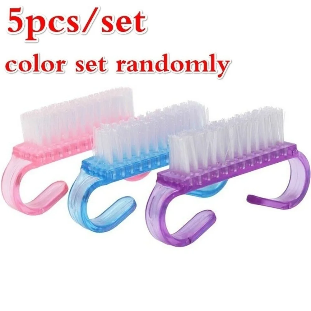

5 Piece/set color random Hot Sales Nail Cleaning Clean Brush Tool File Manicure Pedicure Soft Remove
