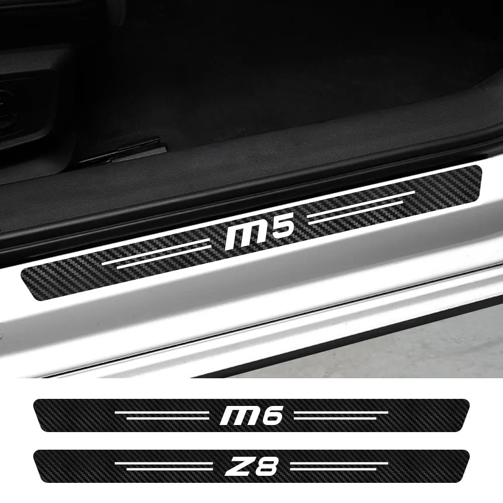 

4pcs Carbon Fiber Car Door Sill Stickers Decals For BMW M1 Homage 40i M2 CS M3 E92 M4 M5 M6 Z1 Z3 Z4 E89 E85 Z8 Auto Accessories