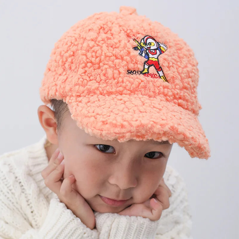 

Bandai Children's Winter Hat Baseball Cap Cartoon Ultraman Lambswool Peaked Cap Boys and Girls Hip Hop Hat