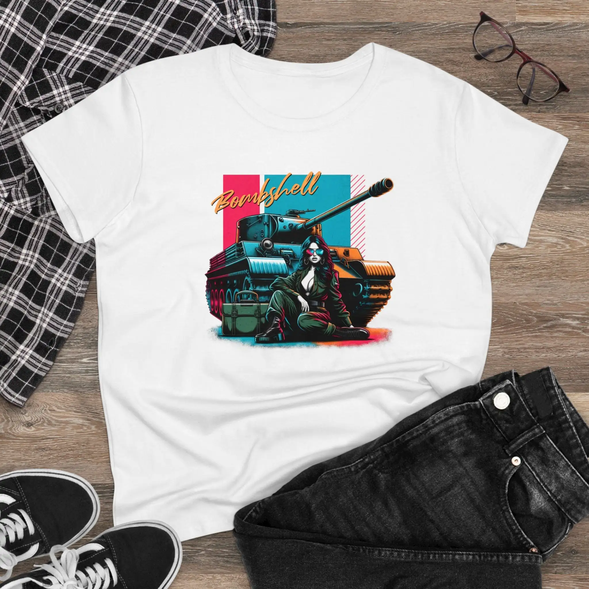 Красивая модель танка армии bomshell женская футболка среднего веса из хлопка