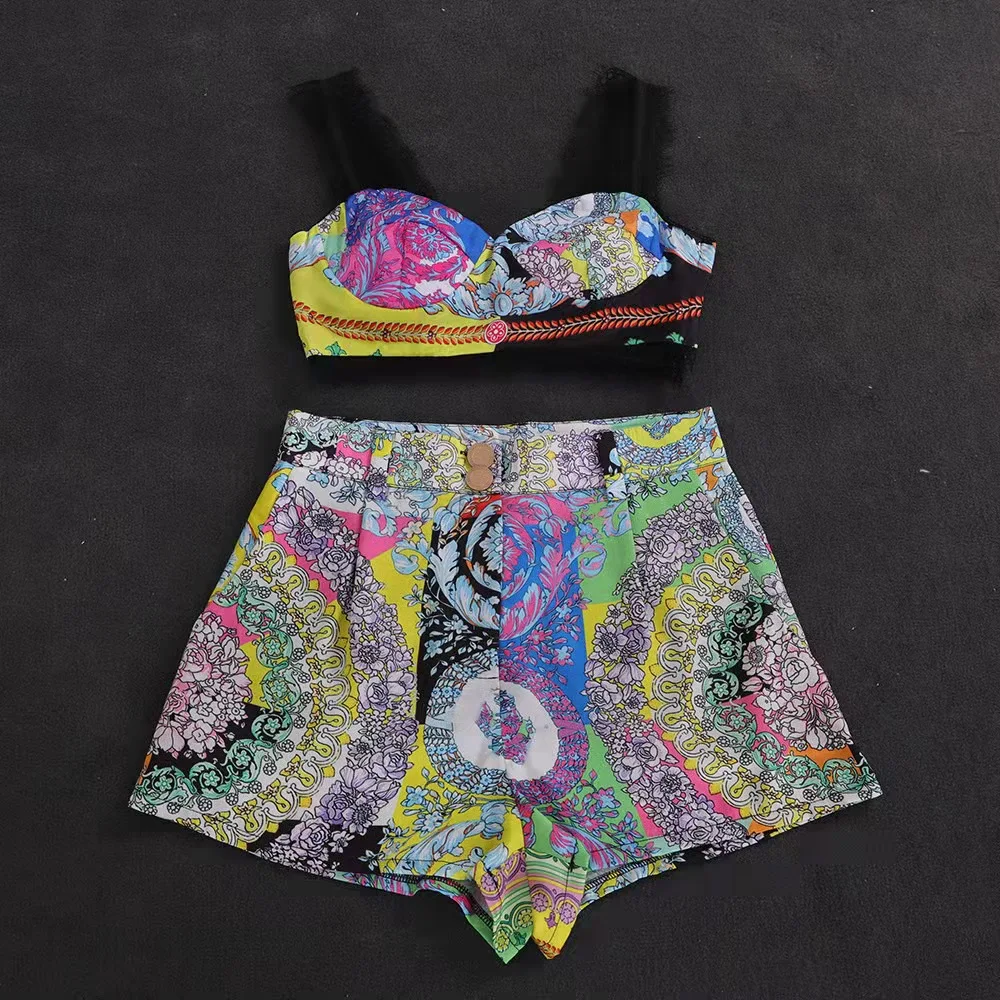Women's Shorts Suit Summer Camisole Blended Bra Underwear