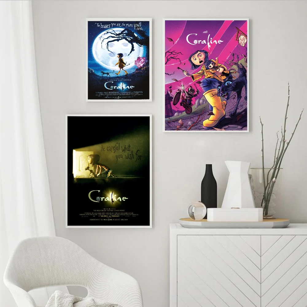 Anime C-Coraline Self-adhesive Art Poster Waterproof Paper Sticker Coffee House Bar Posters Wall Stickers